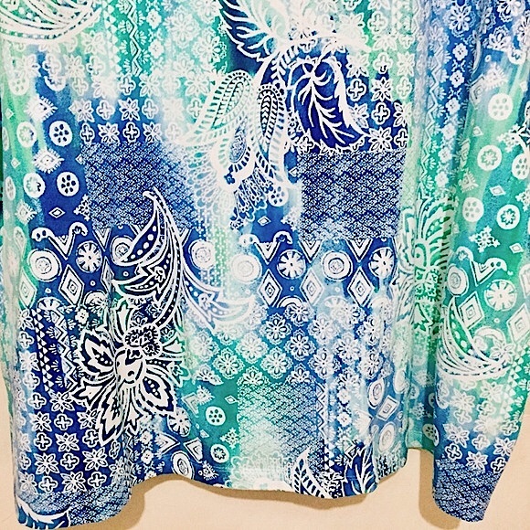 🌴NWOT Alfred Dunner Blue/Green Tropical Top (3X) - Picture 7 of 7